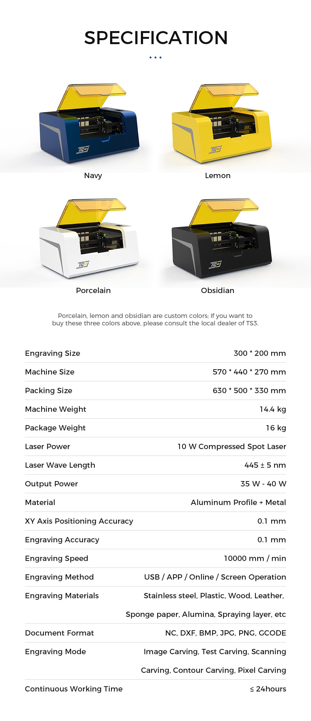 Desktop Laser Engraver Specifications